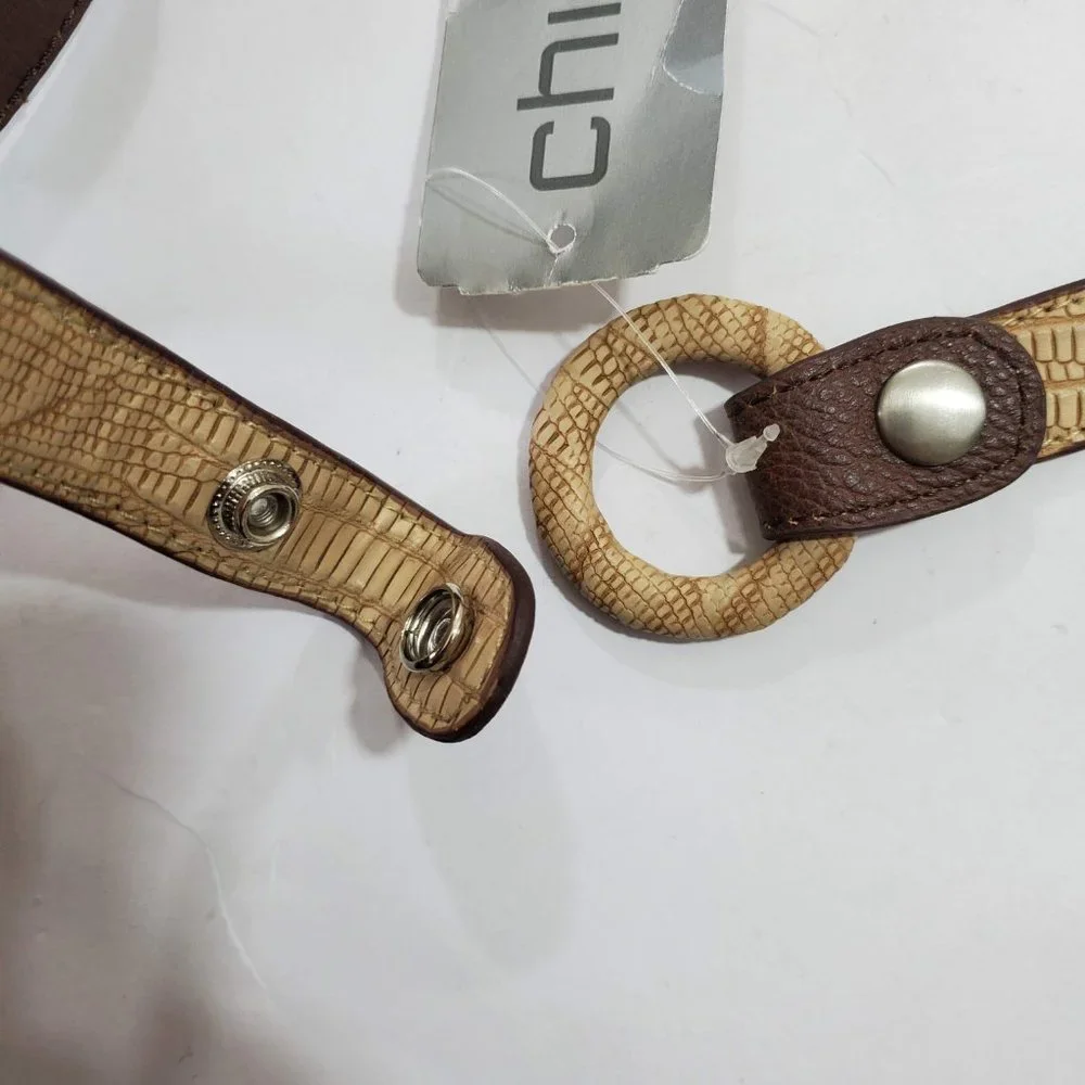 NWT Chico's Belt Skinny Faux Leather Boho Western Circle Stretchy Medium